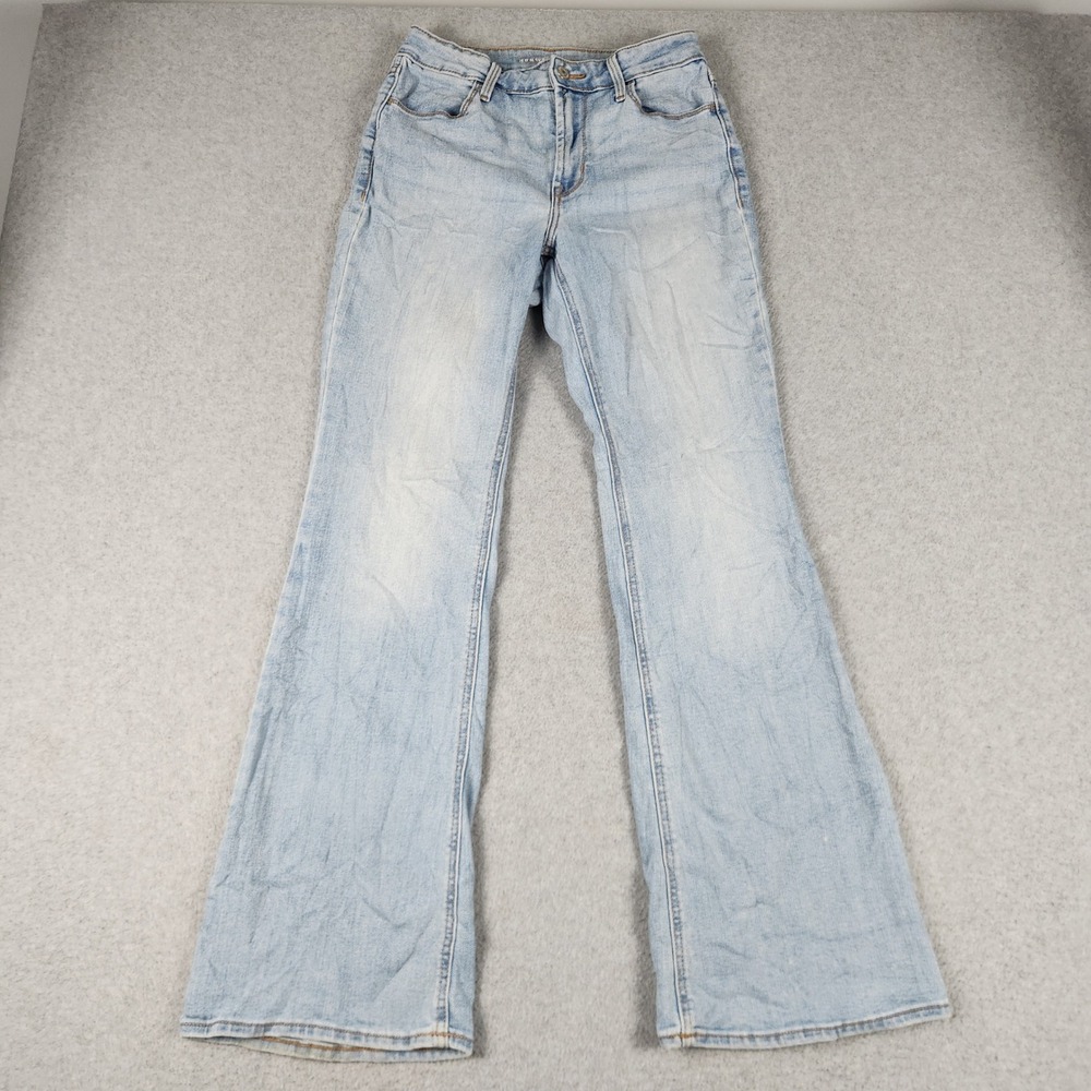 Old Navy High Rise Flared Leg Jeans Women 4 Blue Denim Cotton Stretch Light Wash